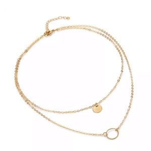 Gold circle multi-layer necklace